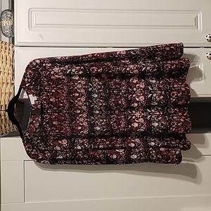 j. jill Women's Blouse Top Sz Large Paisley Purple/wine Long Sleeve